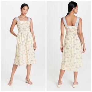 LoveShackFancy Women's Carmine Dress in Floral Pastel Lemon Blueberry Size 12‎